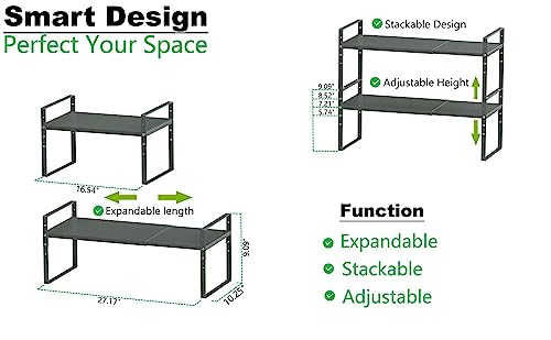 Jojocross Expandable Stackable Spice Rack Cabinet Shelf Organizer in Cabinets Shelves Kitchen Cupboard Organization Stack up Racks Pantry Countertop Storage (Gray, Large 1 Pack) - color: 1 Pack/Gun-gray, size: L:10.04"D x 16.6"W x 5.75"H