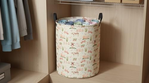 CLOCOR Large Laundry Basket,Waterproof Nursery Hamper,Collapsible Fabric Storage Container,Room Decor,Gift Basket（Farm - color: Farm