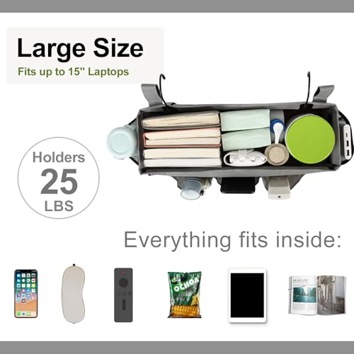 Surblue Bedside Organizer with Hook Caddy Hanging Storage Bag with Adjustable Straps and Water Bottle Holder for Home, College Dorm, Hospital Bed, Grey, 2PCS - color: 2Pcs Grey