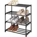 4-Tier Small Shoe Rack, Metal Stackable Kids Shoe Shelf Storage Zapateras Organizer,Narrow Shoe Rack Sturdy for Closet Hallway Entryway Living Room Bedroom (Black) - size: 4-Black