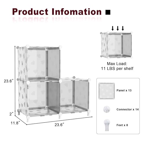 UNKU Cube Storage Organizer, 3 Cube Closet Organizer Storage Shelves, DIY Stackable Bookcase, Clothes Organizer Shelf for Closet, Bedroom, Living Room, Cabinet, Home, Office, Translucent - color: Clear, size: 3cube