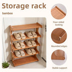 Shoe Rack,Small 5 Tier Shoe Organizer Storage Shelf,Bamboo Narrow Shoe Closet,Small Space Shoe Rack,for Entryway Closet 18.89×7.48×25.98inch - size: 5 Tier-18.89" Wide