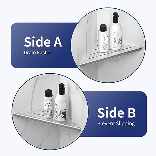 8'' Corner Shower Shelf 2PCS, 304 Stainless Steel Recessed Bathroom Shelves for Tiled Wall, Grout in Shelf (8'', Silver) - color: Silver, size: 8''