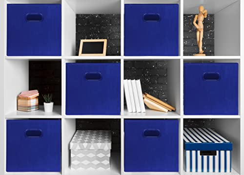 Simple Houseware Foldable Cube Storage Bins with Handles, 11-Inch, Dark Blue, 6-Pack, Fabric Cubes Organizer for Closet or Shelves - color: Dark Blue