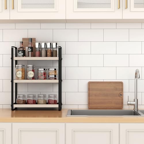 HNRLOY Bathroom Counter Organizer,Bathroom Countertop Organizer,Counter Shelf,Countertop Storage,Organization and Storage,Makeup Shelf,Sink Caddy(Burlywood 3 Tier) - color: Burlywood 3 Tier