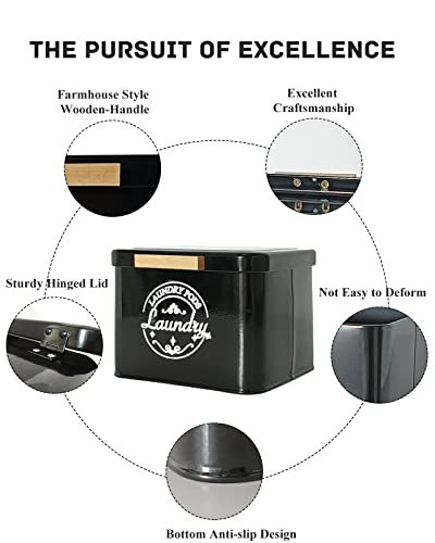 Laundry Pods Holder with Hinged Lid, Farmhouse Space-Saving Metal Container for Laundry Room Decor Organization and Storage, Detergent Dispenser for Efficient Laundry Room Use-Black - color: Black