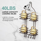 SRIWATANA Shower Caddy Organizer Hanging Over Head, Bathroom Shower Rack Hanger with Hooks for Razors - Bronze - color: Bronze