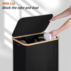 efluky Laundry Hamper with Lid, Trio Laundry Hamper with 3 Removable Bags, 3 Section Laundry Basket with Bamboo Handles for Bathroom, Bedroom & Laundry Room, 160L Black - color: Black, size: 160L Trio