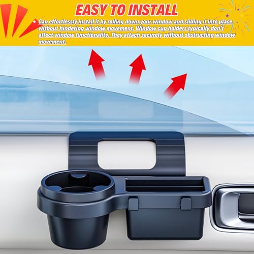 Extra Hanging Car Door Window Drink Coffee Cup Holder with Storage Organizer Tray | Coin Holder Change Organizer Fits Most Vehicles, Trucks Interior Car Gadgets Accessories - style: Car Door Cup Holder & Coin Organizer