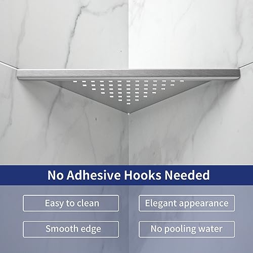 8'' Corner Shower Shelf 2 Pack, 304 Stainless Steel Grout in Shelves for Tiled Wall, Recessed Bathroom Shelf Rack (8'', Silver) - color: Silver, size: 8''