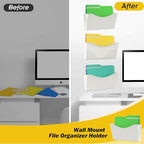 Kuntine.B 3 Pack White Single Pocket File Holder Hanging Wall Organizer, Wall Mount Mails Magazines Organizer for Office and Home