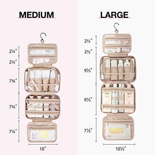 BAGSMART Toiletry Bag Hanging Travel Makeup Organizer with TSA Approved Transparent Cosmetic Bag Makeup Bag for Full Sized Toiletries, Medium-Pink - color: Pink, size: Standard