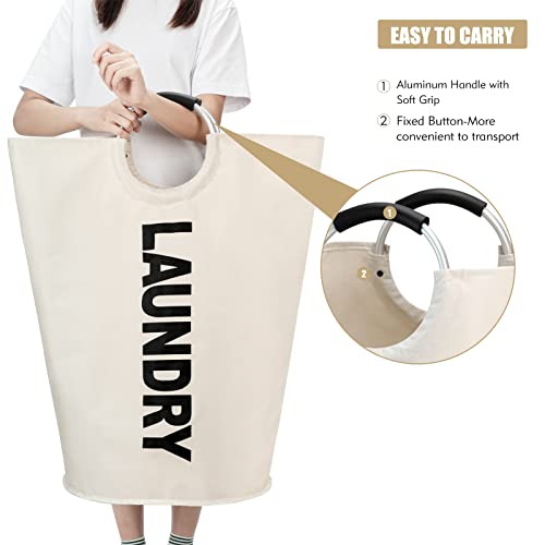 Maxsilan 90L Large Laundry Basket, Freestanding Tall Clothes Hamper, Collapsible Laundry Bag, Beige - color: Beige, size: 90L