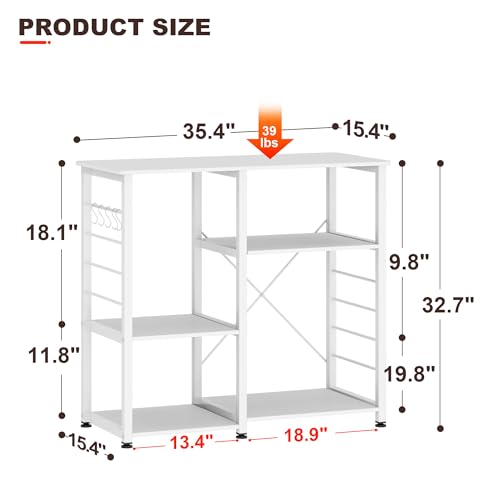 soges Kitchen Standing Baker's Rack, Utility Microwave Oven Stand, Multi-Layers Kitchen Storage Cart Workstation Shelf, Coffee Cart, White - color: White