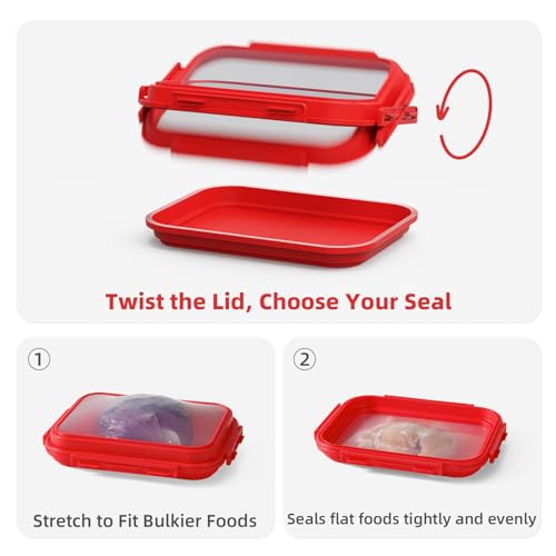 2-Piece Airtight Food Storage Containers Set – Avocado Saver, Onion Keeper, Silicone Kitchen Organizers for Fridge, Reusable & Leak-Proof to Lock in Freshness K05-Purple - color: Purple