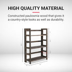 Proman Products - Hickory Bookshelf, Folding Bookshelf, Wooden Storage Shelves (3 Tiers, Rustic Brown) - size: 3 Tiers