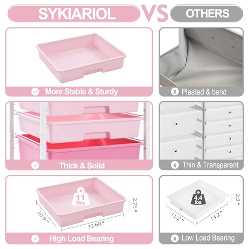 Rolling Cart with Drawers,Storage Cart with 8 Drawers and Wooden Tabletop,Utility Cart for Living Room,Classroom, Bedroom,Bathroom,Dorm,Office,Rose Pink - color: Rose Pink