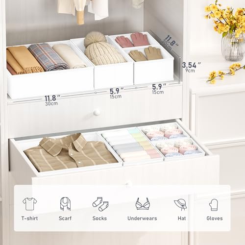 DIMJ Drawer Organizer Clothes- 26 Pack Baby Dresser Organizer for Nursery, Small Fabric Closet Drawer Organizer Bins for Underwears Socks, Foldable Storage Dividers Organization for Bedroom - color: White, size: 26 Pack