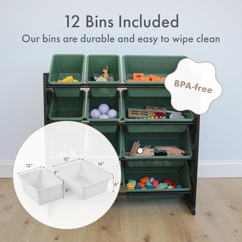 Humble Crew Toy Storage Organizer with 12 Removable Storage Bins for Kids Playroom, 4-Tier Toddler Toy Organization, Army Green Camo - color: Army Green Camo