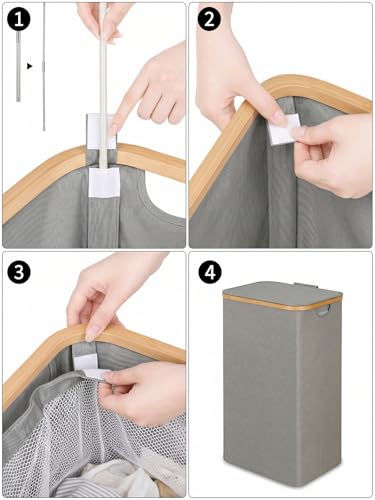 iEGrow Laundry Hamper with Lid, 110L Large Laundry Hamper with Handle and Lid, Collapsible Clothes Basket Organizer with Removable Inner Bag for Clothes Toys Towels - Grey - color: Grey, size: 110L