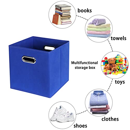 Dark Blue Fabric Storage Bins, Set of 3, 11x11x11, Foldable Cube Bins for Cloth or Accessory Storage - color: Dark Blue, size: 3 Pack