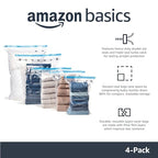 Amazon Basics Vacuum Storage Bags for Blankets, Vacuum Compression Space Saving Storage Bags with Hand Pump for Clothes Packing, X-Jumbo, 4-Pack - size: X-Jumbo