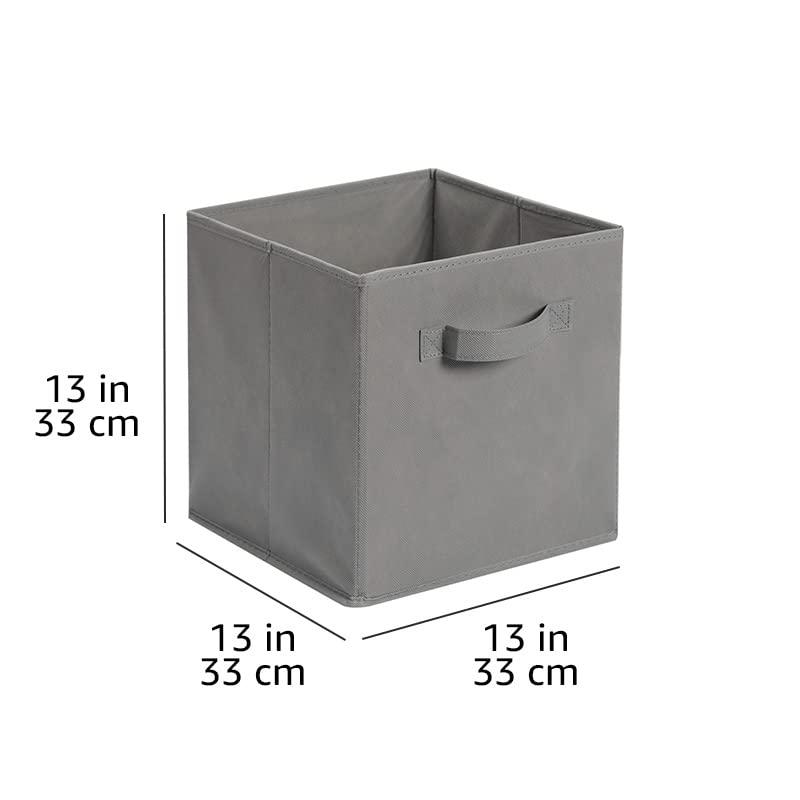 Amazon Basics Collapsible Fabric Storage Cube Bins Organizer with Handles for Organizing, Sturdy, Gray, 13 x 13 x 13 inch, 6-Pack - color: Gray, size: 13"x13"x13"