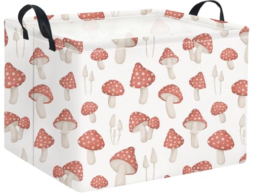 HIYAGON Rectangular Kids Basket Baby Girl Basket Fabric Storage Bin Organizer Box Room Decor(Mushroom) - color: Mushroom