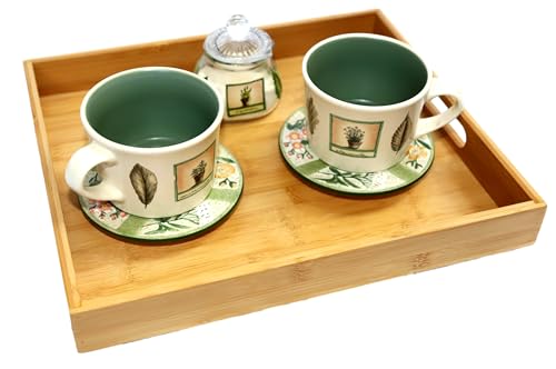 Bamboo Storage Bin - Multipurpose, Stackable Open Front Storage Bin with Bamboo Serving Tray Lid for Kitchen & Pantry - Stylish Lattice Design
