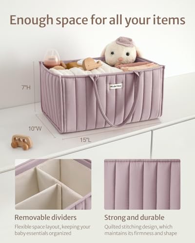 Blissful Diary Baby Diaper Caddy Organizer, Stylish Storage Basket for Newborn Essentials and Diaper Station, Gift for Baby Shower and Registry Must-Have, Mauve Pink | Gift for Baby Shower, Registry Must-Have - color: Mauve Pink
