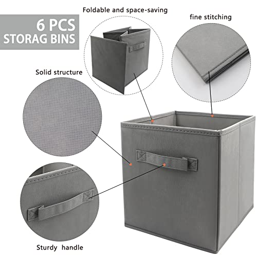 EBIGIC storage bins collapsible storage bins,cube storage organizer (Pack of 6) 9*7.5*7.5inch,For home and office Collapsible Closet Shelf Organizers, Drawer Organizers (Grey) - color: Grey 6Pack, size: 9”x 7.5”x 7.5”
