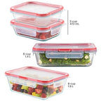 Pyrex Freshlock (4-Pack) Mixed Sized Glass Food Storage Containers Set, Airtight & Leakproof Plastic Locking Lids BPA-Free, Meal Prep Containers Set, Freezer Dishwasher Microwave Safe - size: 4 Pack
