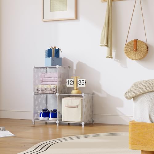 UNKU Cube Storage Organizer, 3 Cube Closet Organizer Storage Shelves, DIY Stackable Bookcase, Clothes Organizer Shelf for Closet, Bedroom, Living Room, Cabinet, Home, Office, Translucent - color: Clear, size: 3cube