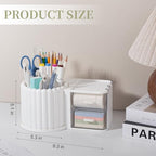 Anyoifax 360° Rotating Pen Holder 7 Slots Desk Organizer with Drawer Removable Pencil Cup Plastic Art Supplies and Accessories Desktop Storage Box Caddy for Office, School, Home (White) - style: White+Drawer