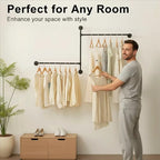 Industrial Pipe Clothing Rack Wall Garment Rack with Pipe Clothes Rails, Multi-Purpose Heavy Duty Clothing Hanging Rods Space-Saving Clothes Bar Organizer Closet (wall clothing rack-2 hanging rods) - style: wall clothing rack-2 hanging rods