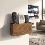 Remote Holder Hole-Free, Self-Adhesive Storage Wooden Box, Wall Mounted or Desk Mounted Container(Large Size) - size: Large
