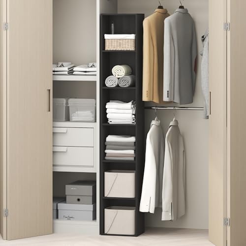 Furinno Cubicle 6-Tier Closet Organizers and Storage, Closet Organizer, Open Shelf Closet Storage, 21.1" W, for Wardrobe, Bedroom, Living Room, Blackwood - color: Blackwood, size: 6-Tier; 21.1" W