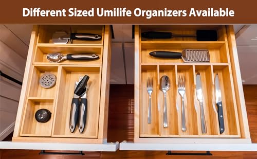 Umilife Drawer Organizer Storage Boxes, 2.5" High Bamboo Drawer Dividers, 3 Rearrangeable Bins for Kitchen, Office Desktop, Clothing, Makeup, vanity, Jewelry - size: 12 x 10 x 2.5" (3 Boxes)
