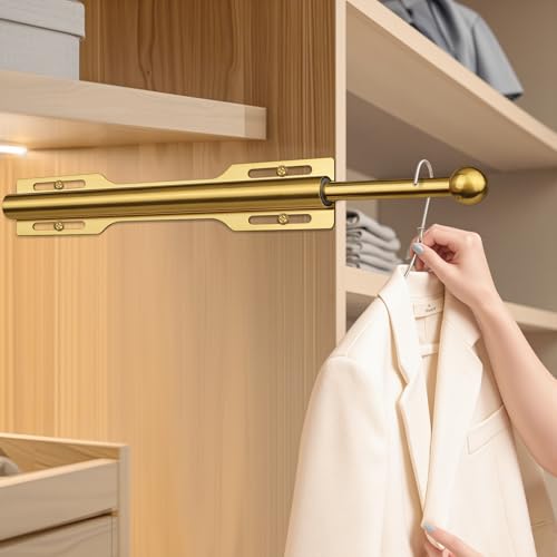 FIRJOY 12" Valet Rod for Closet Pull Out (1 Pack, Brushed Gold) - color: Brushed Gold, size: 1 Pack