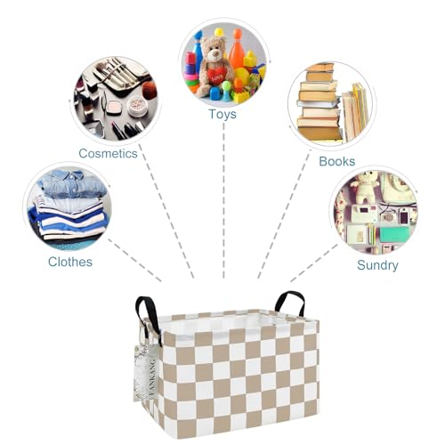 FANKANG Storage Bins,Nursery Hamper Canvas Laundry Basket Foldable with Waterproof PE Coating Storage Baskets for Boys and Girls, Office, Bedroom, Clothes,Toys(Rec-Beige flag ） - color: Rec-Beige flag