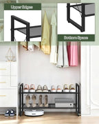 CHOEZON Shoe Rack, 2-Tier Shoe Rack for Closet, Metal Shoe Storage Organizer, Shoe Rack for Entryway, Shoe Shelf with Adjustable Feets, for Entryway, Hallway, Living Room, Bedroom, Black TXJ12BB - size: 30"L x 10.4"W x 15.4"H