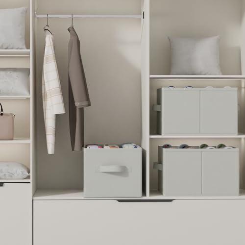 2 Pack Shoe Organizer for Closet, Fits Up to 24 Pairs, Foldable Space-saving Storage Container Bins with Reinforced Handles, 16.5 x 12.6 x 10.2 In, Grey, XSNX02G-2 - color: Grey
