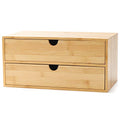 Wisuce Bamboo Desk Drawer Organizer, Desktop Organizer with Drawers Tabletop Storage Organization Box for Office Home Toiletries Supplies Vanity, No Assembly Required(2 Drawers) - style: 2 Drawers