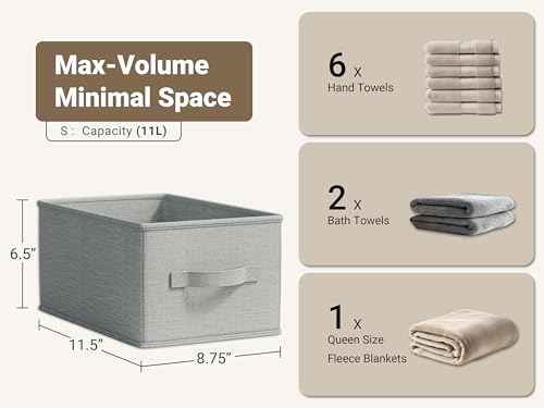 LayerSpace 3 Pack Fabric Storage Bins for Shelves | 11.5x8.75x6.5in Closet Storage Baskets | Collapsible Storage Bins | Fabric Closet Organizers with Handles | Light Gray - color: Light Gray, size: 3pcs-11.5"x8.75"x6.5"