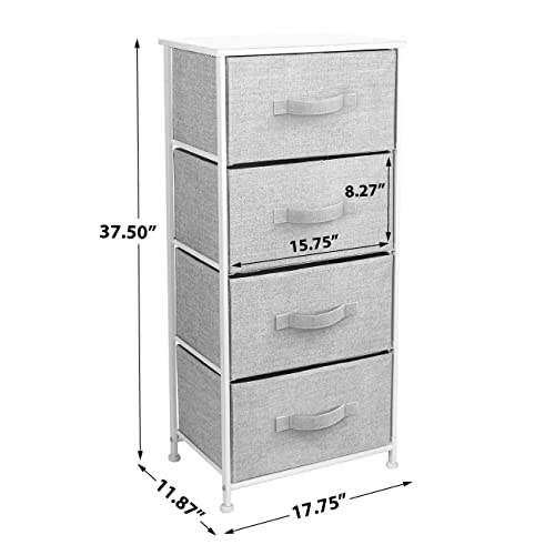 Sorbus Nightstand with 4 Drawers - Bedside Furniture & Night Stand End Table Dresser with Steel Frame, Wood Top, Easy Pull Fabric Bins for Home, Bedroom Accessories, Office & Dorm - color: White, style: 4 Drawer