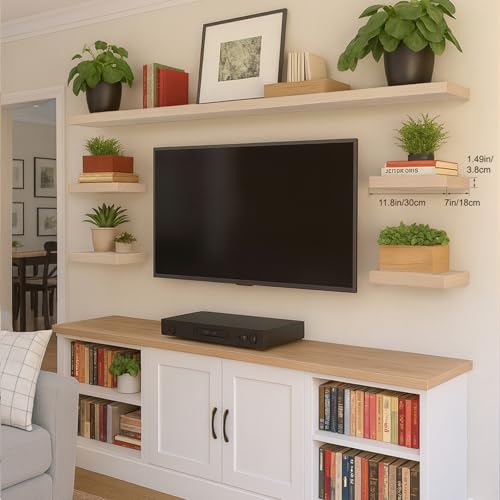 Floating Shelves for Wall, Bathroom Shelves Over Toilet, Wall Shelves & Book Shelf for Room, Hanging Shelf, Modern Wooden Wall-Mounted Small Floating Shelves, 12x7x1.5 in (Oak, Set of 2) - color: Oak, size: 12"(set of 2)