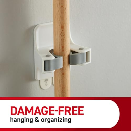 Command Broom and Mop Grippers,2 Hangers and 4 Strips,Damage-Free Hanging Wall Mount-and Mop Holder,Household Cleaning Organizer for Christmas Decorations,Holds up to 4 lb,Plastic,(Pack of 6) - size: 2 Broom Grippers (Pack of 6)
