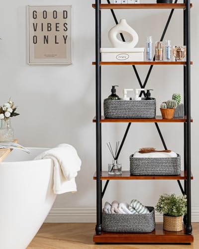 Small Woven Basket, 12 x 8 x 4.5 Inches, Storage Basket for Organizing, Cute Small Rope Shelf Closet Cube Storage Bins Baskets for Shelves, Dog Toy Gift Baskets Empty, 3 Pack Mixed Black - color: Mixed Black, size: 12"L x 8"W x 4.5"H