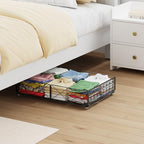 Under Bed Storage with Wheels, Rollable Under Bed Storage Container, Foldable Metal Under Bed Organizer for Bedroom Clothes Shoes Blankets Storage (2black, Black) - style: 2 Pack