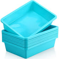Kigley 6 Pcs Flat Storage Organizer Tray Bin Letter Size Paper Tray for Classroom Art Activity Plastic Stackable File Paper Organizer for Teacher Students School Office Book Organization